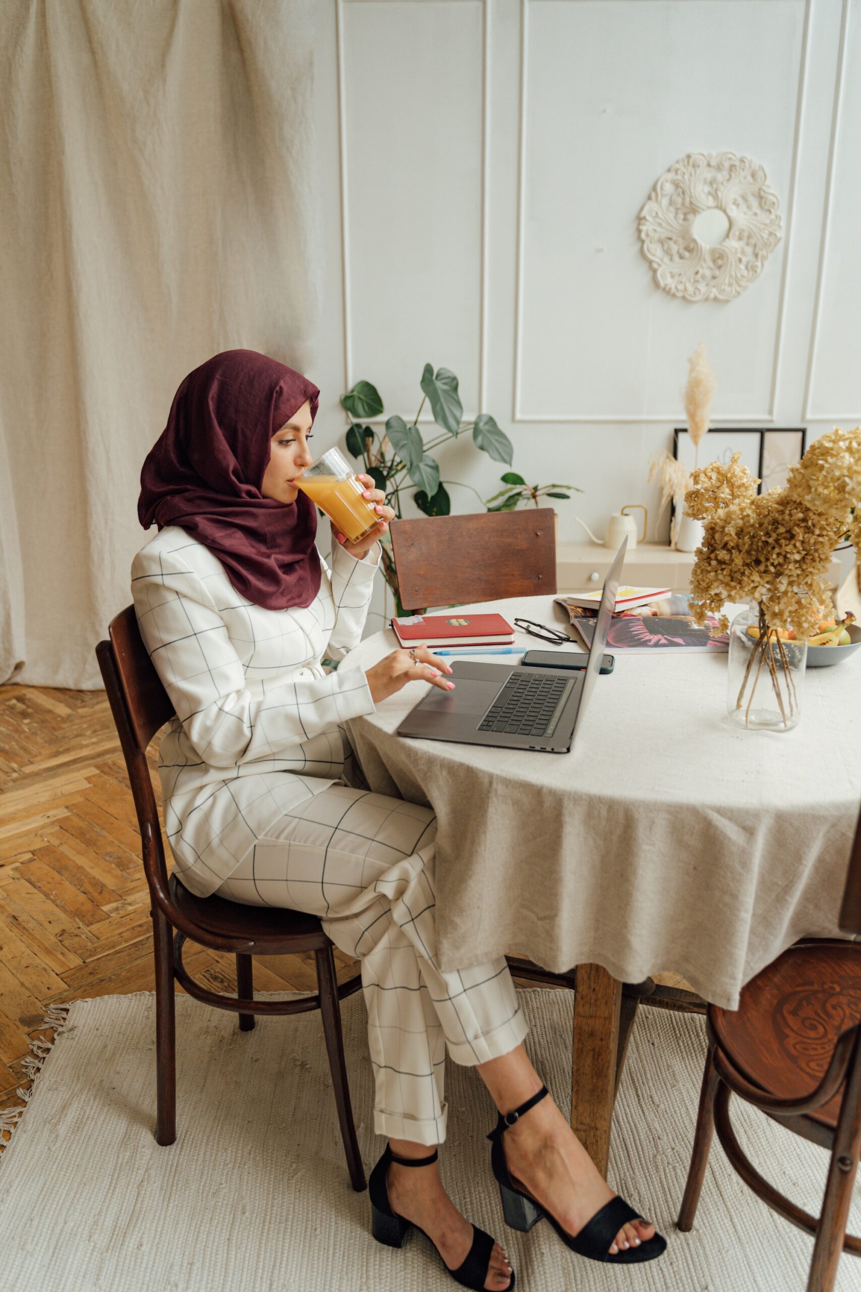 woman working at a laptop